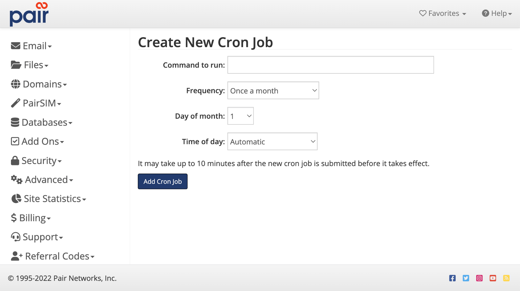 create new cron job image