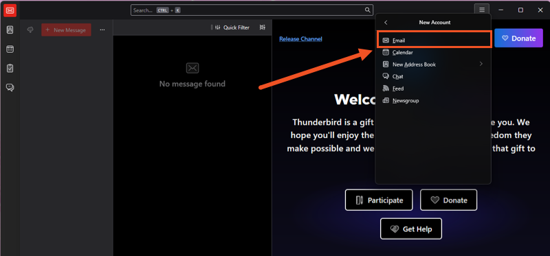 Add Account -> Email button image