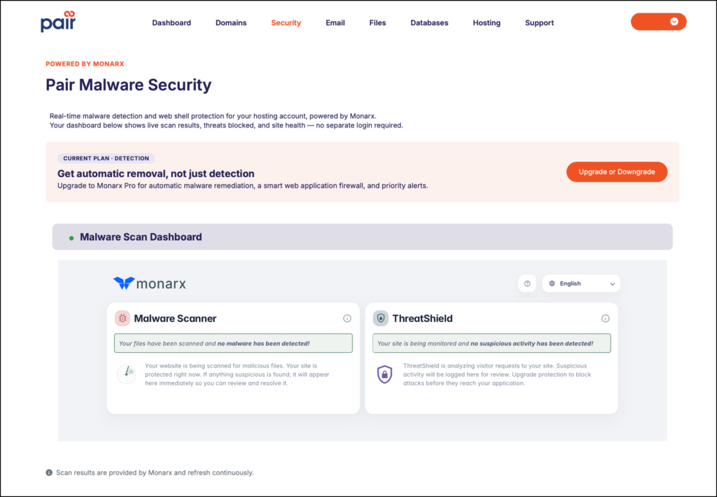 Pair Malware Security dashboard in the new Account Control Center